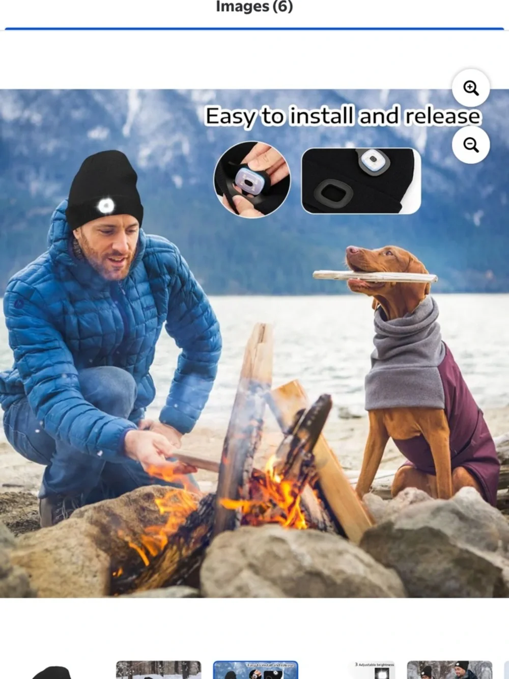 Black LED Beanie Hat with Built-In Headlight
